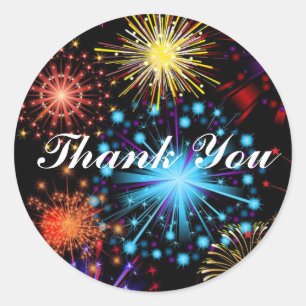 Fireworks Sky Thank You ラウンドシール