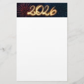 Fireworks Sparkling Happy New Year 2026 便箋 (正面)