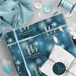 Fireworks Sweet 16ティール（緑がかった色）ID984 ラッピングペーパー