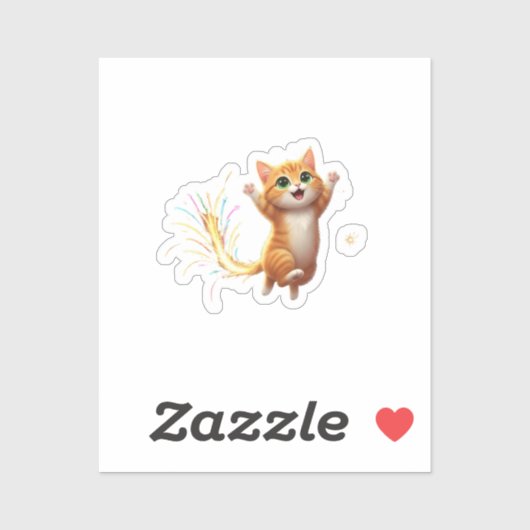 Fireworks Tail Cat Jumping Feline New Year Sparkle シール (シート)