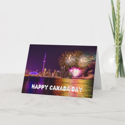 Fireworks Toronto CN Tower Happy Canada Day カード (正面)