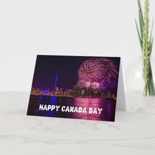 Fireworks Toronto Skyline Happy Canada Day カード (正面)