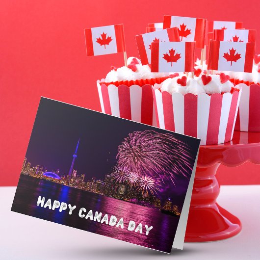 Fireworks Toronto Skyline Happy Canada Day カード