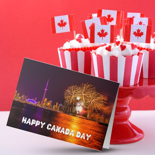 Fireworks Toronto Skyline Happy Canada Day カード