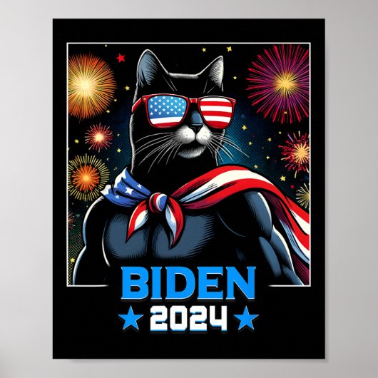 Fireworks Us Presidentバイデン氏2024黒猫 ポスター (正面)