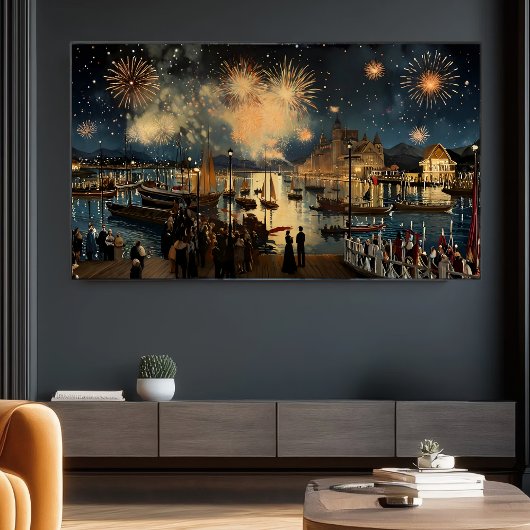 Fireworks Waterfront Print | Samsung Frame TV Art ポスター