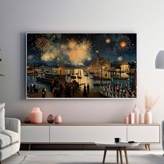 Fireworks Waterfront Print | Samsung Frame TV Art ポスター