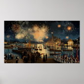 Fireworks Waterfront Print | Samsung Frame TV Art ポスター (正面)