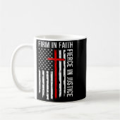 Firm In Faith Fierce In Justice Usa Flag Christian コーヒーマグカップ (左)