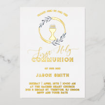 Firs Holy Communion Foil Invitation