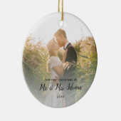 First 結婚した Christmas Mr. Mrs. Double Sided Photo セラミックオーナメント (右)