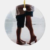 First 結婚した Christmas Mr. Mrs. Double Sided Photo セラミックオーナメント (裏面)