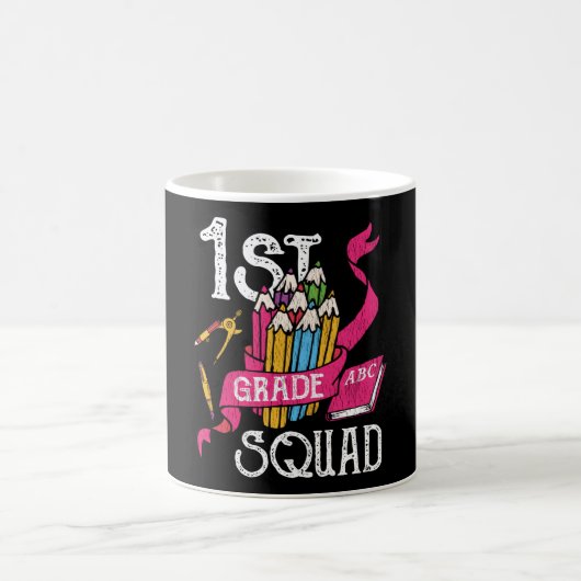 First 1st Grade School Kids Teacher Squad Dinosaur コーヒーマグカップ (中央)