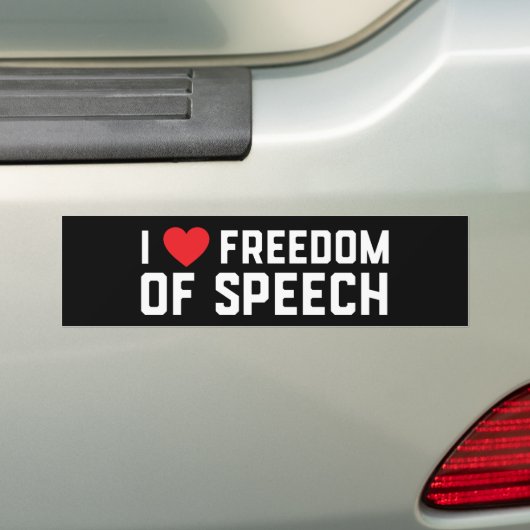 First Amendment I Love Freedom Of Speech バンパーステッカー (車上)