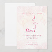 First baby girl birthday invitation card  招待状 (正面/裏面)
