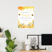 First Bee Day 1st Birthday Welcome Sign ポスター (ホームオフィス)