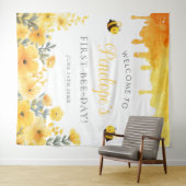 First Bee Day Birthday Photo Backdrop タペストリー (インサイチュ(横))