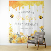 First Bee Day Birthday Photo Backdrop タペストリー (インサイチュ)