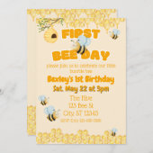 First Bee Day, Bumble Bee 1st Birthday 招待状 (正面/裏面)