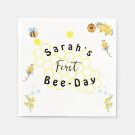 First Bee Day honey bee birthday スタンダードカクテルナプキン