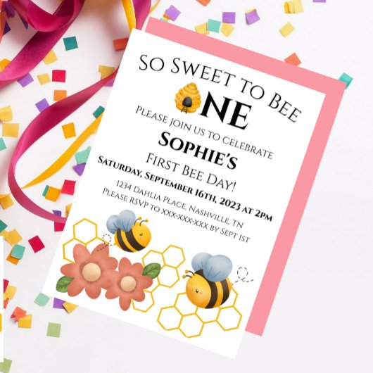 First Bee Day So Sweet to BEE one invitation 招待状