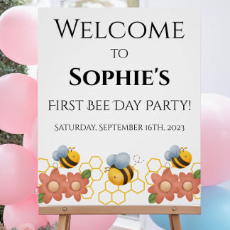 First Bee Day Welcome Sign - Glossy Poster ポスター