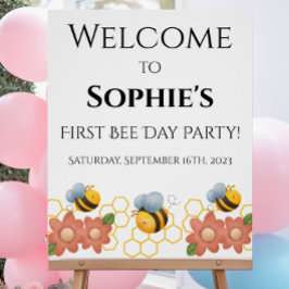 First Bee Day Welcome Sign - Glossy Poster ポスター