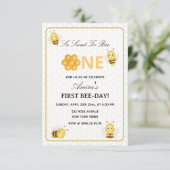 First Bee Day yellow honey 1st Birthday invitation 招待状 (スタンド正面)