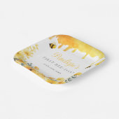 First Bee Day Yellow Wildflowers 1st Birthday ペーパープレート (傾斜あり)