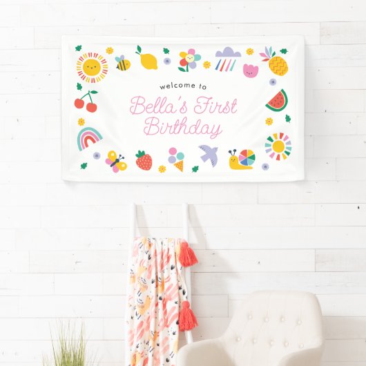 First Birthday Backdrop Sign, Little Sunshine 横断幕 (インサイチュ)