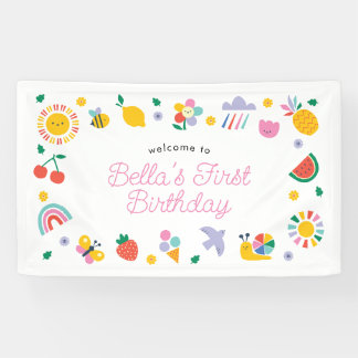 First Birthday Backdrop Sign, Little Sunshine 横断幕
