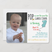 First Birthday Balloon Graphic Colorful Boy 招待状 (正面)