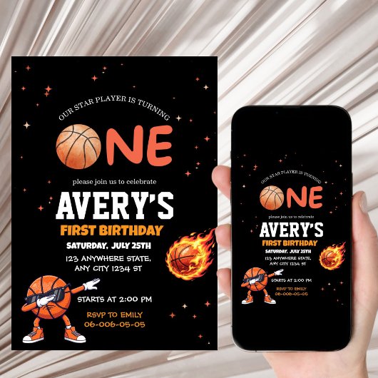 First birthday Basketball Invitation 招待状