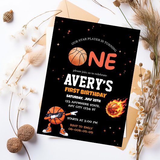 First birthday Basketball Invitation 招待状