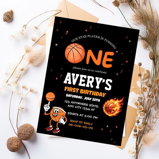 First birthday Basketball Invitation 招待状