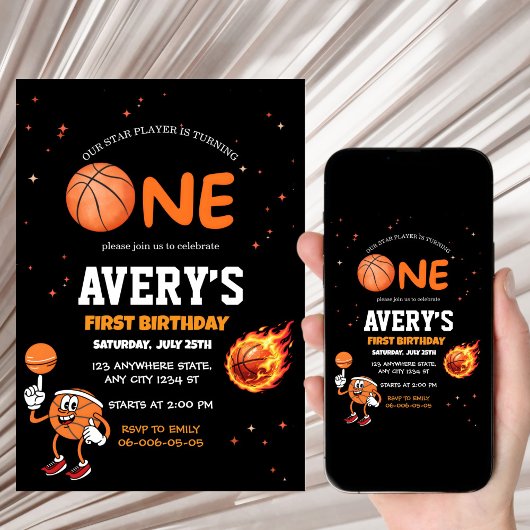 First birthday Basketball Invitation 招待状