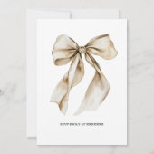 First Birthday Beige Bow Neutral Invitation Photo 招待状 (裏面)