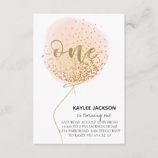 First birthday,Cotton candy balloon エンクロージャーカード (正面)