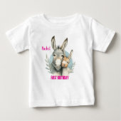 First Birthday Cute Donkeys Personalize ベビーTシャツ (正面)