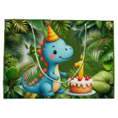 First Birthday Dino  ラージペーパーバッグ (裏面)