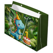 First Birthday Dino  ラージペーパーバッグ (正面アングル)