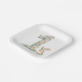 First Birthday Floral Bunny ペーパープレート (傾斜あり)