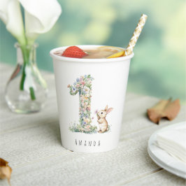 First Birthday Floral Bunny 紙コップ