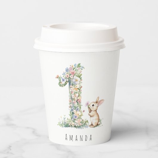 First Birthday Floral Bunny 紙コップ (裏面)