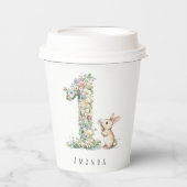 First Birthday Floral Bunny 紙コップ (正面)