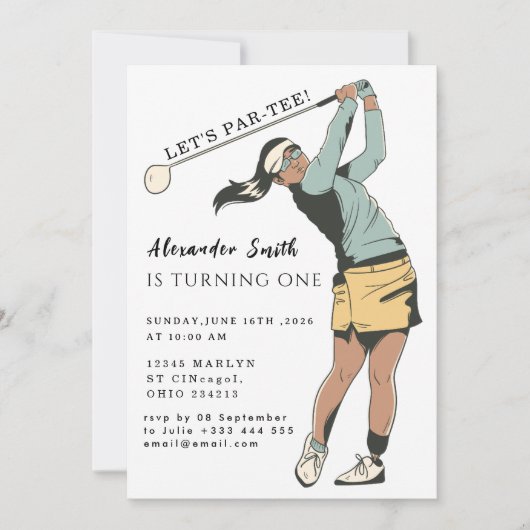 First Birthday Golf Party 招待状 (正面)