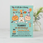 First Birthday Halloween Pumpkin Ghost Party 招待状 (スタンド正面)