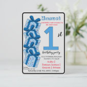 First Birthday Invitation Custom Blue Gift Theme 招待状 (スタンド正面)