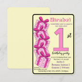 First Birthday Invitation Custom Pink Gift Theme 招待状 (正面/裏面)