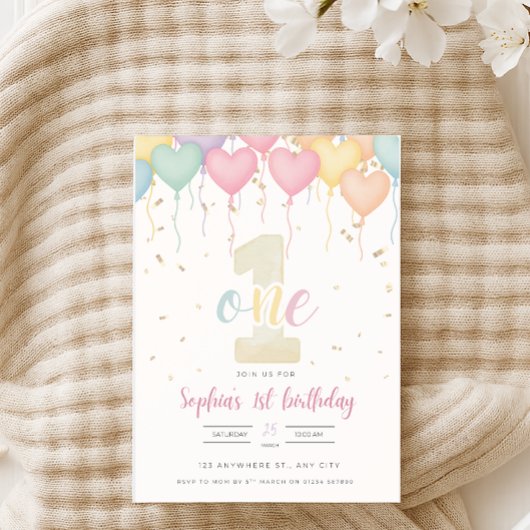 First Birthday Invitation - Pastel 5x7 招待状